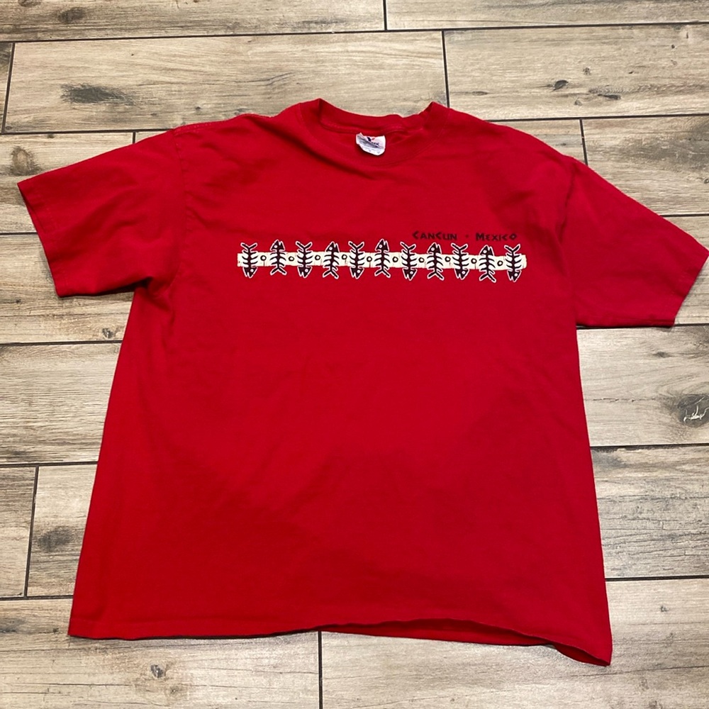 Vintage Cancun Mexico Red Fish Tee Size XL